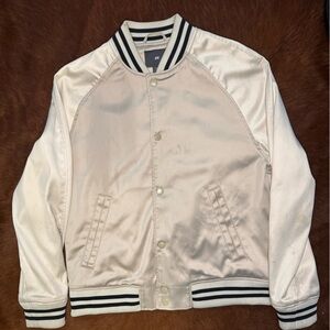H&M Beige Bomber Jacket with Black Trim